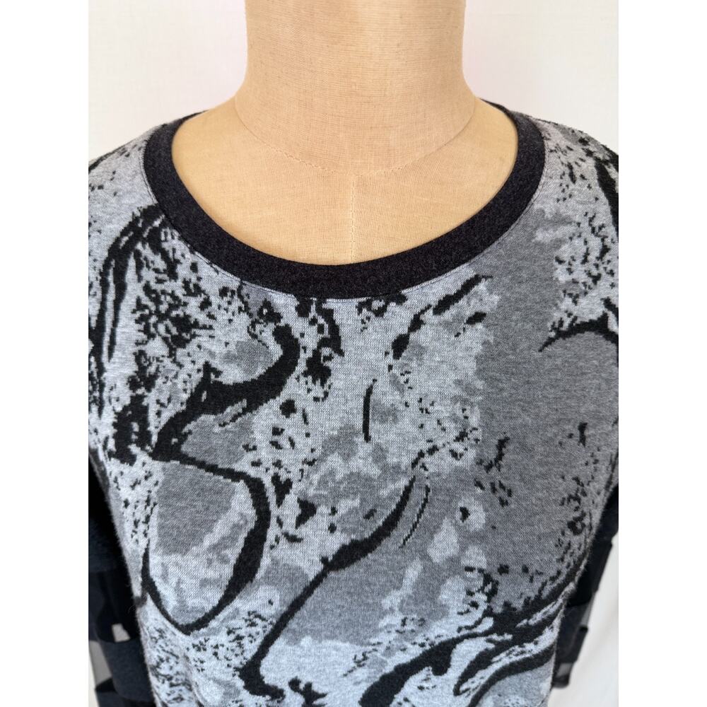 NWT Sassy #12201 Gray Black Long Mesh Sleeve Tunic Top #0236 Size S - Picture 6 of 7